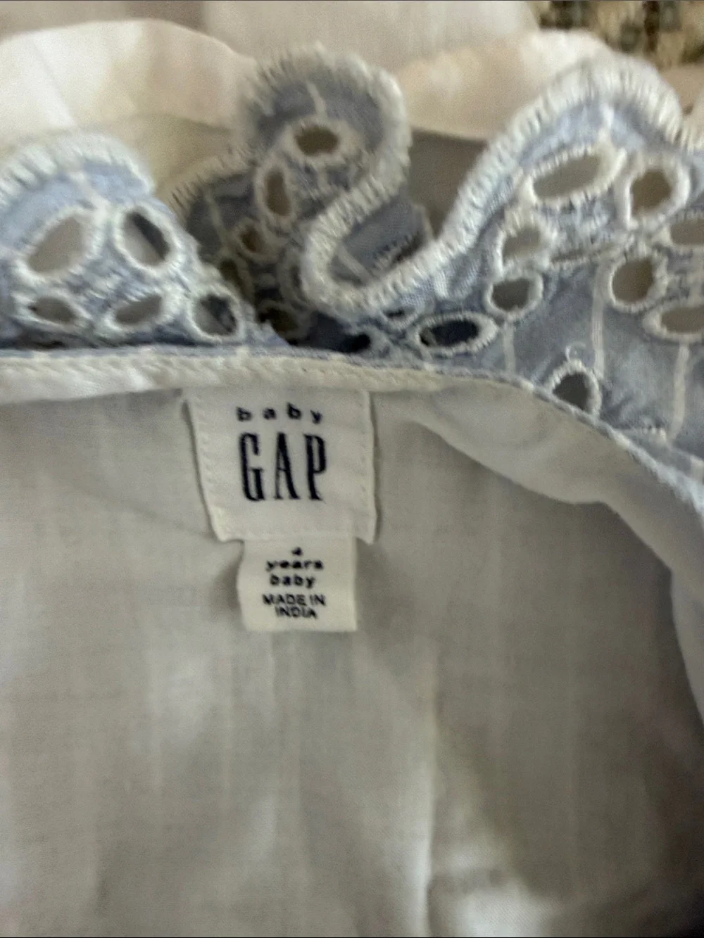 GAP Girls Light Blue Striped Eyelet Ruffle Dress